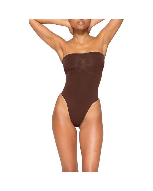 Skims Brown Seamless Sculpt Strapless Bodysuit