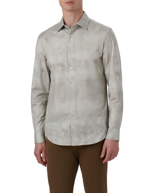 Bugatchi Gray James Ooohcotton Airbrush Print Button-up Shirt for men