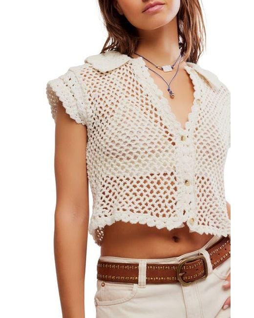 Free People Multicolor Lily Crop Crochet Cardigan
