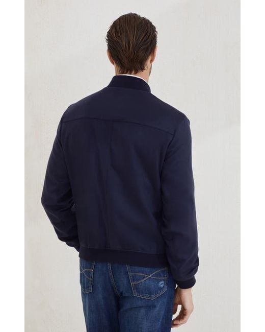 Brunello Cucinelli Blue Cashmere Bomber for men