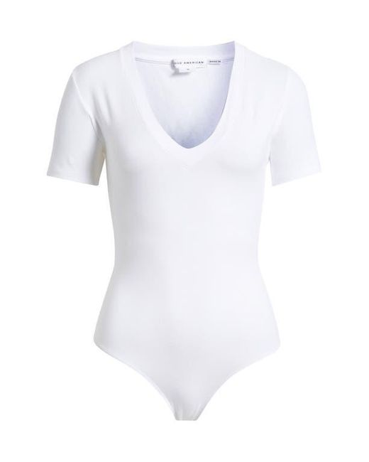 GOOD AMERICAN Blue Super Stretch Deep V-Neck Bodysuit