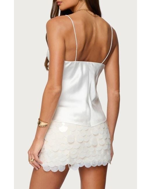 Edikted White Jema Cupped Satin Camisole