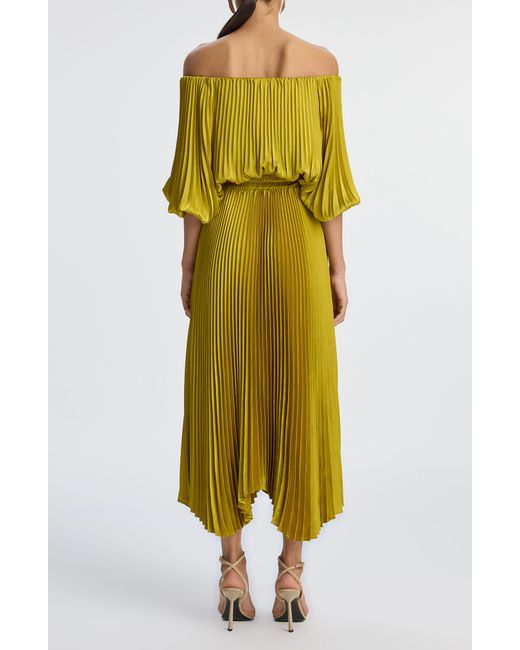 A.L.C. Yellow A. L.c. Sienna Pleated Off The Shoulder Maxi Dress