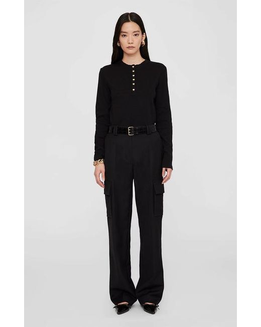 Anine Bing Black Alessia Long Sleeve Tee