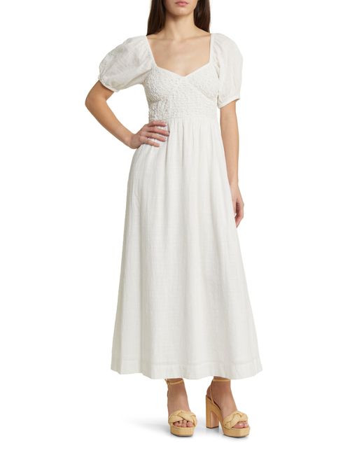 TOPSHOP White Textured Bodice Maxi Dress
