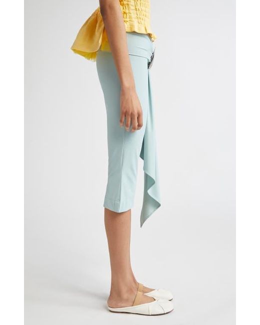 Conner Ives Blue Mother-Of-Pearl Shell Belt Capri Pants