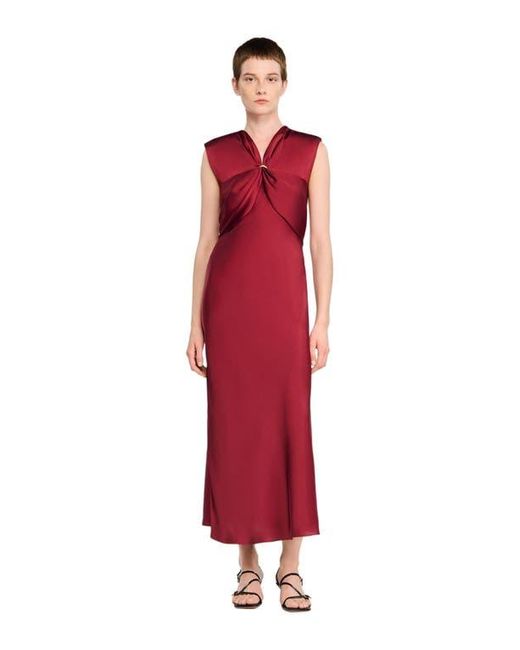 Sandro Red V-Neck Maxi Dress