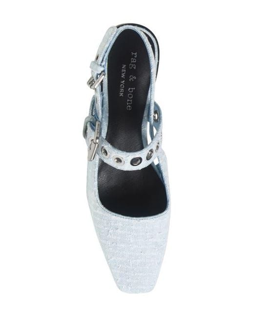Rag & Bone Blue Moto Astra Mary Jane Slingback Flat