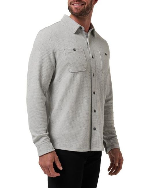 Travis Mathew Gray Cloud Waffle Knit Button-Up Shirt for men