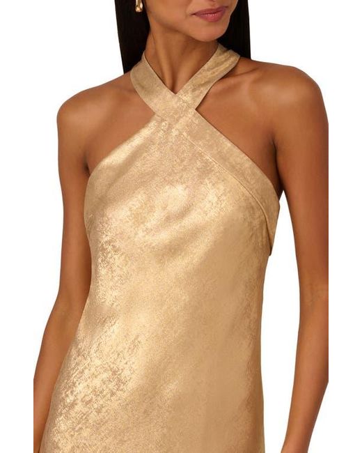 gold adrianna papell dress Adrianna Papell Rose Gold Sequin Short Sleeve Long Formal Dress 4 main image 1