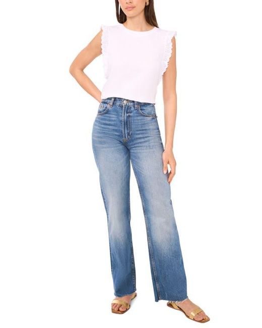 Two By Vince Camuto Blue Ruffle Eyelet Tank Top