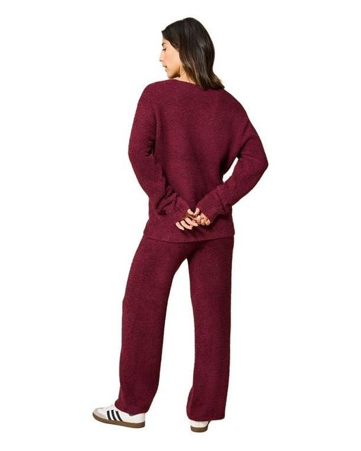 Softies Red Solid Marshmallow V-Neck Lounge Set