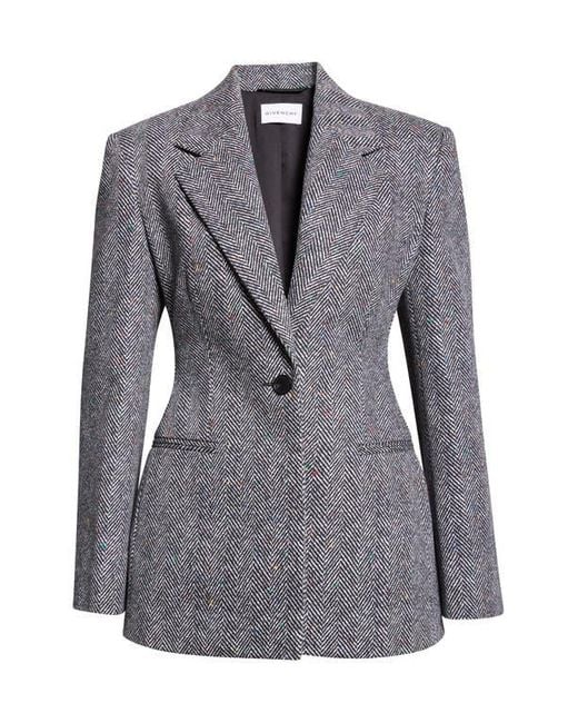 Givenchy Gray Single Breasted Herringbone Blazer