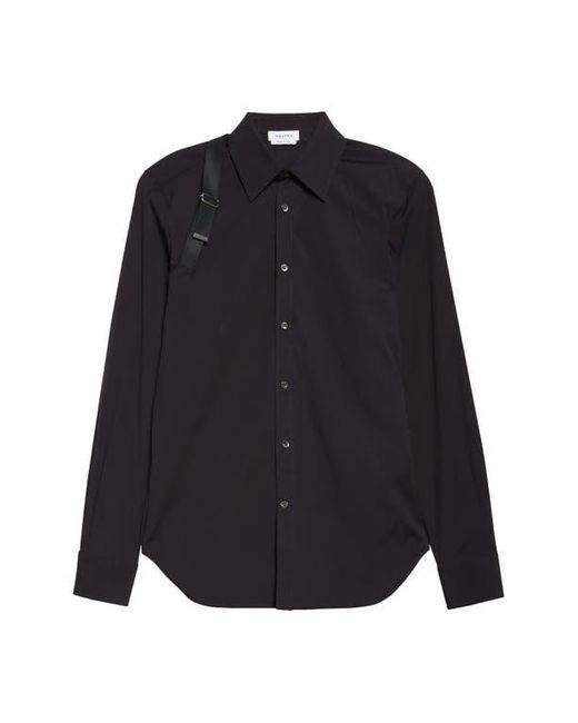 Alexander McQueen Black Logo Tape Harness Stretch Cotton Button-Up Shirt for men