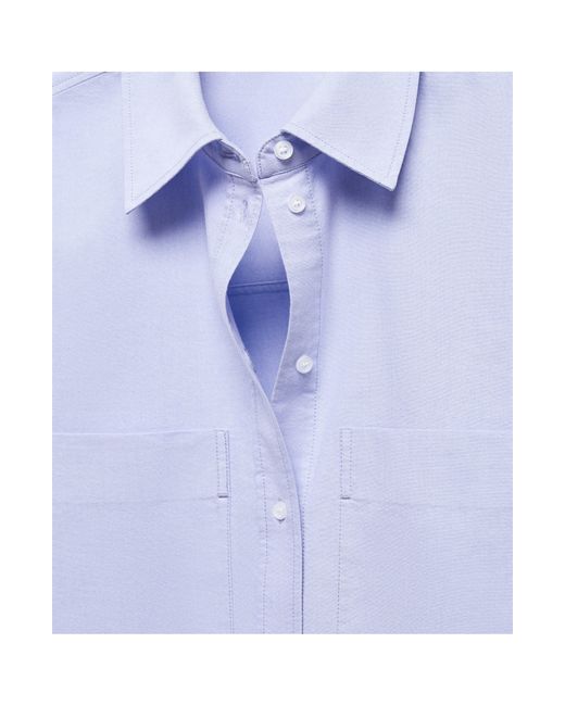 Mango Blue Oversize Pocket Button-up Shirt