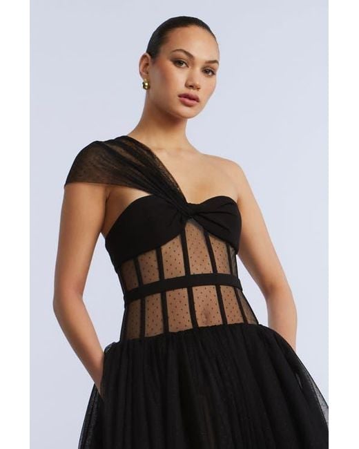 BCBGMAXAZRIA Dot Tulle Gown in Black | Lyst
