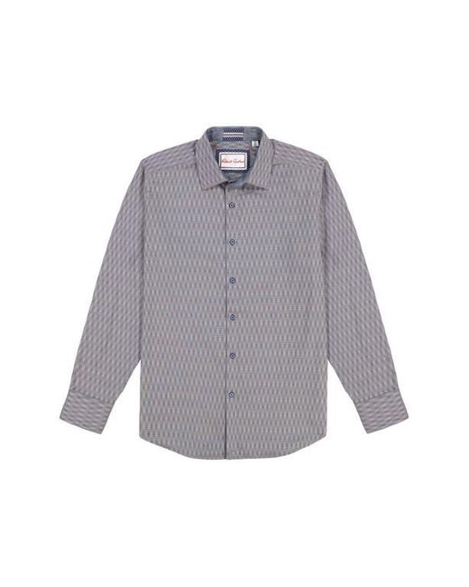 Robert Graham Gray Akron Stretch Cotton Button-Up Shirt for men