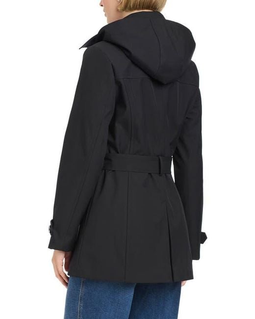 Vince Camuto Women's Black Double Breasted Hooded Trench Coat