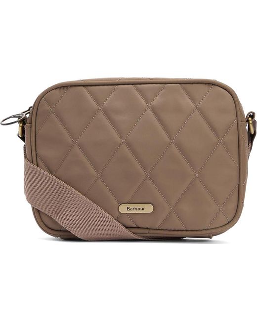 Barbour Brown Quilted Nylon Crossbody Bag