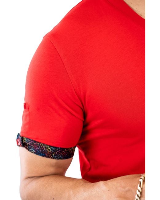 Maceoo Red Vivaldi V-neck T-shirt for men