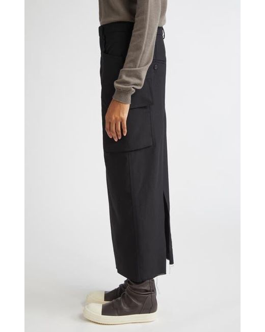 Rick Owens Black Firbanks Virgin Wool Twill Cargo Skirt