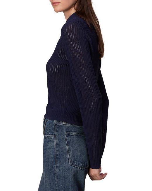 Rag & Bone Blue Viola Open Stitch Polo Sweater