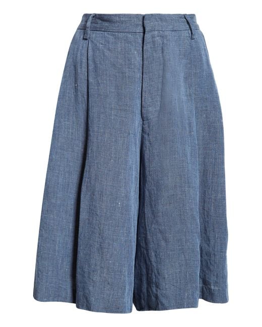 R13 Blue Pleated Linen Culottes