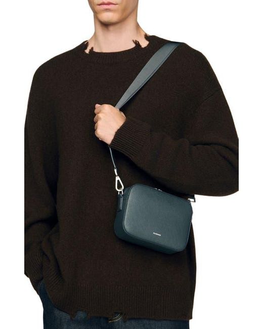 Sandro Gray Small Reconstituted Leather Bag for men