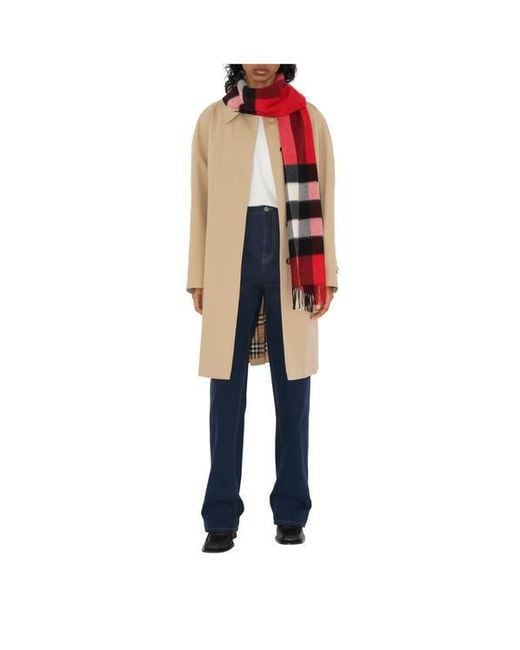 Burberry Red Check Cashmere Scarf