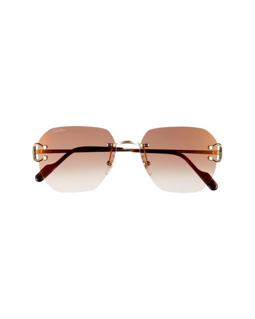 Cartier Brown 58Mm Gradient Rectangular Sunglasses
