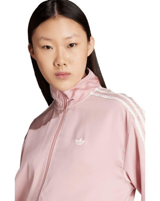 Adidas Pink Ruffle 3-Stripes Satin Track Jacket