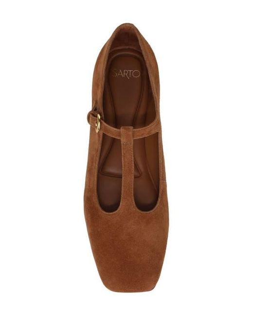 Sarto Brown Flexa Astoria T-Strap Flat