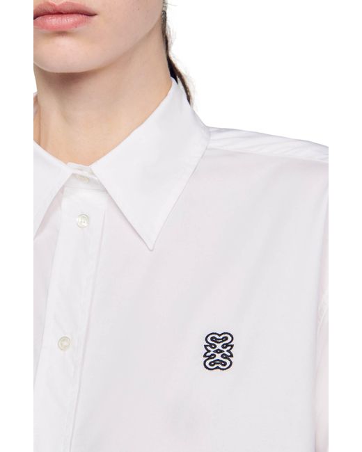 Sandro White Kim Cotton Crop Button-up Shirt