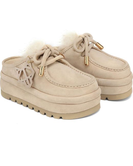 Naked Wolfe Natural Blizzard Genuine Shearling Platform Clog