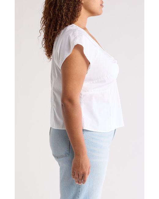 Madewell White Twist Front Seamed Cotton Poplin Top