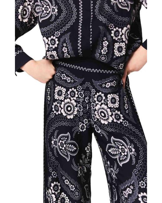 Maje Blue Flowing Bandana Print Pants