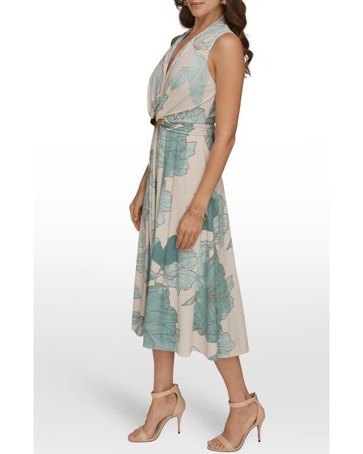 Donna Karan Green V-Neck A-Line Dress