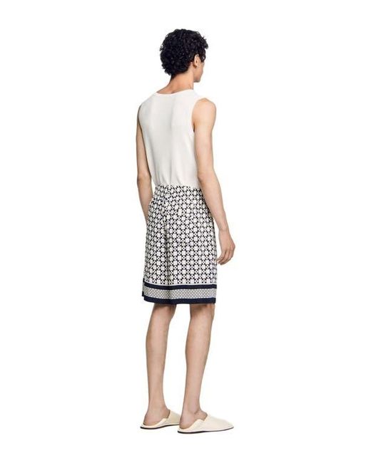 Sandro White Patterned Flowy Bermuda Shorts for men