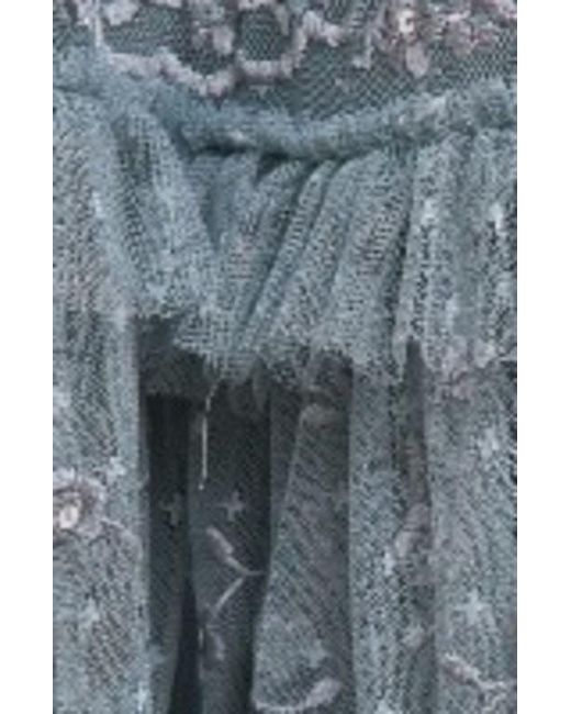 Needle & Thread Gray Blossom Long Sleeve Lace Ankle Gown