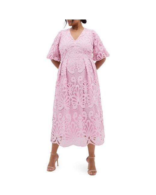City Chic Pink Kylee Lace Maxi Dress