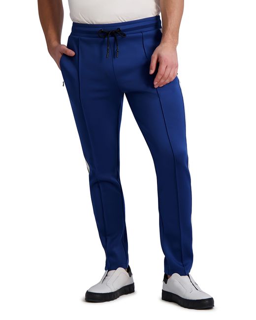 Karl Lagerfeld Blue Colorblock Scuba Track Pants for men