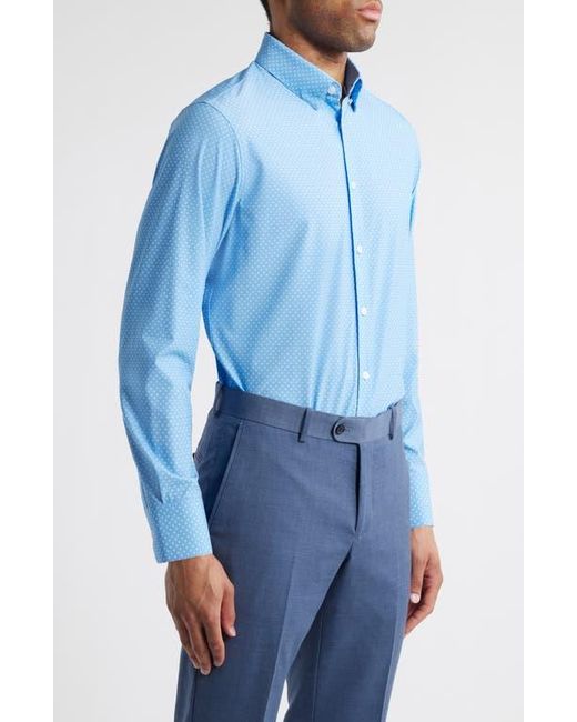Mizzen+Main Blue Leeward Trim Fit Neat Star Print Stretch Button-Up Shirt for men