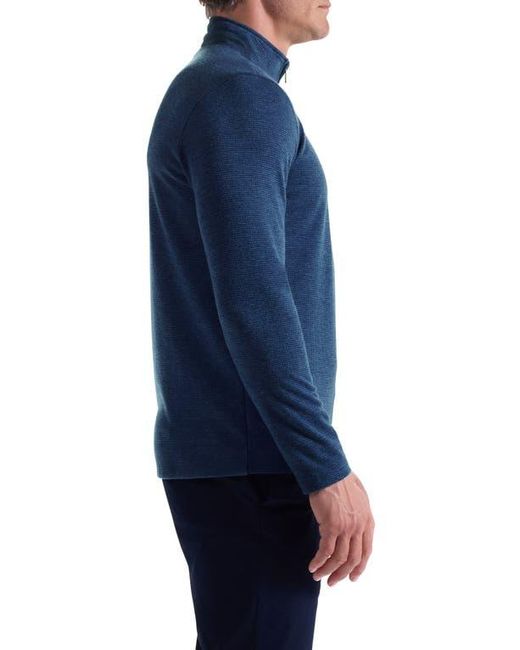 Bugatchi Blue Houndstooth Patern Quarter Zip Top for men