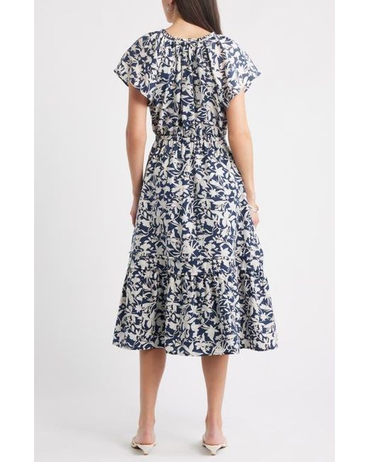 Caslon Multicolor Front Button Midi Dress