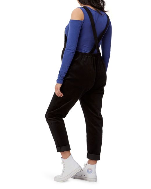 Stowaway Collection Corduroy Maternity Overalls in Blue Lyst