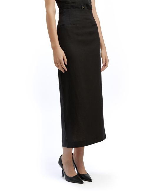 Bardot Black Rhee High Waist Midi Skirt