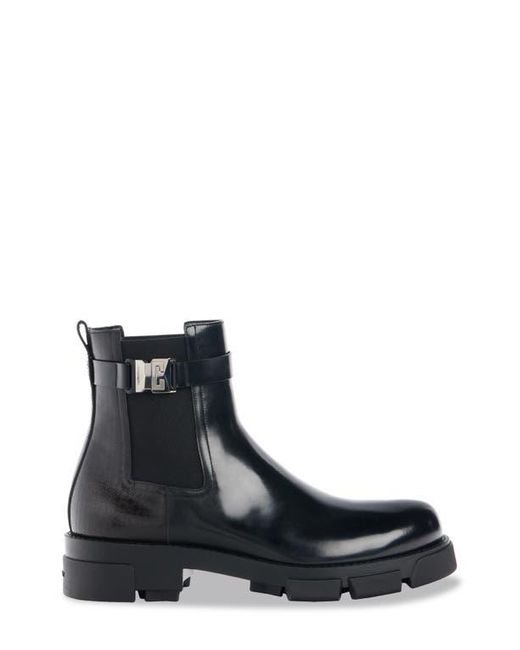 Givenchy Black Terra 4G Buckle Lug Sole Chelsea Boot for men