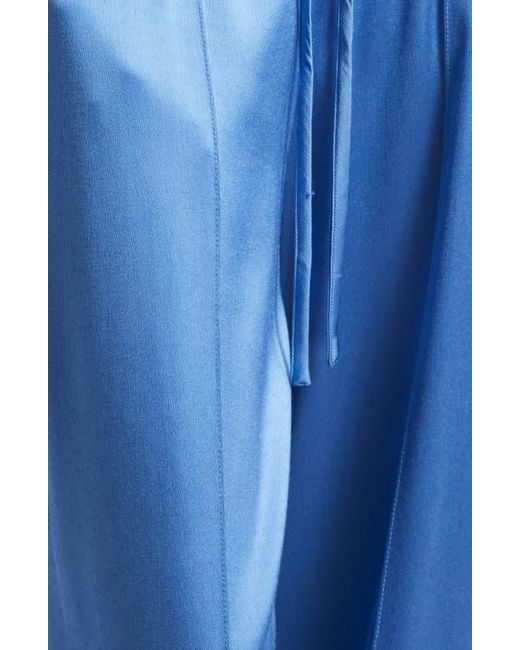 Cinq À Sept Blue Damoni Wide Leg Satin Pants