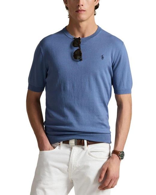 Polo Ralph Lauren Blue Short Sleeve Cotton Crewneck Sweater for men