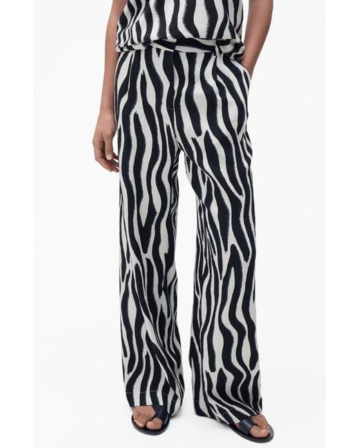 Mango Black Zebra Stripe Straight Leg Pants